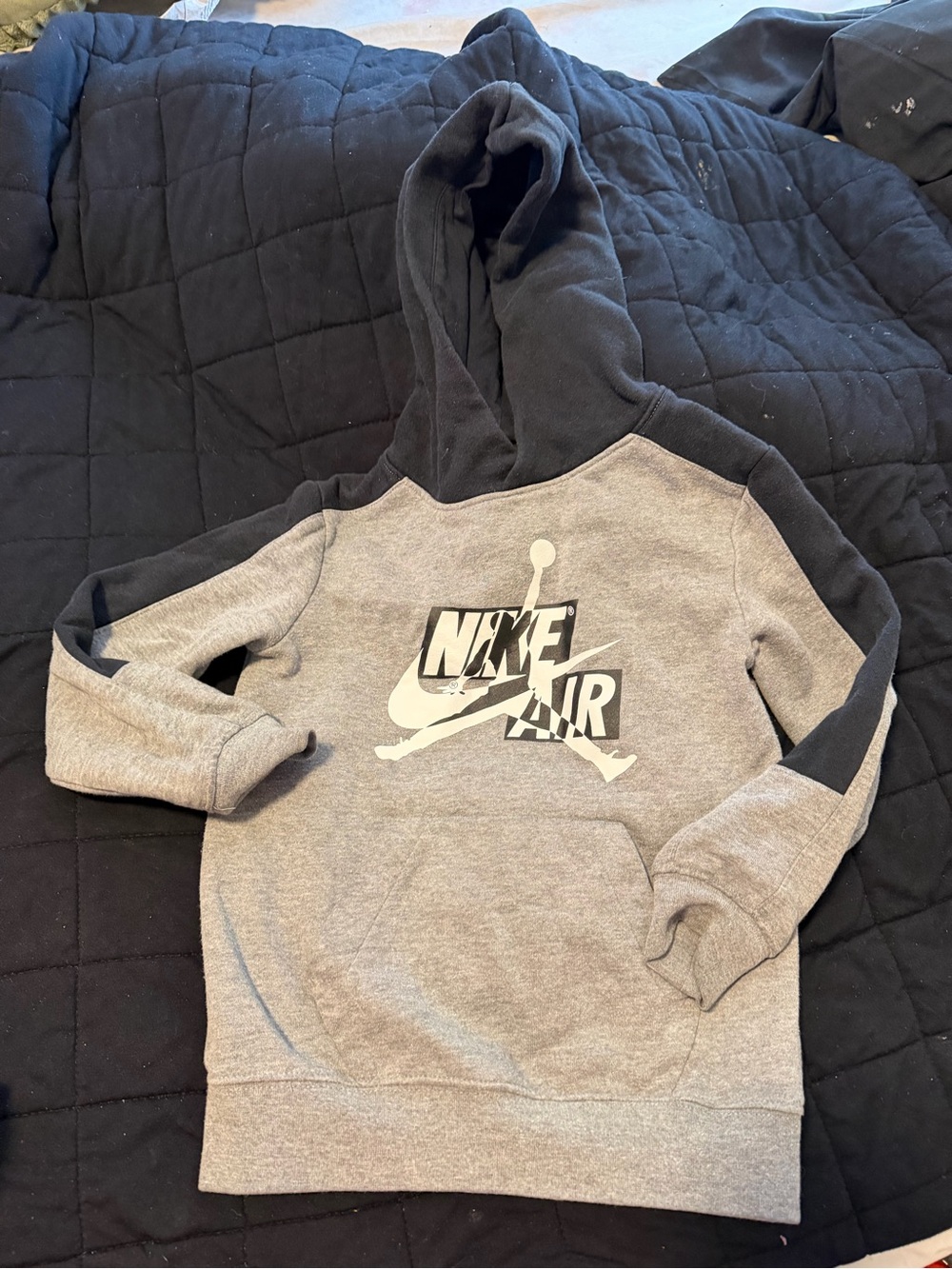Jordan Kids Gray and Black Hoodie with Nike Air Logo